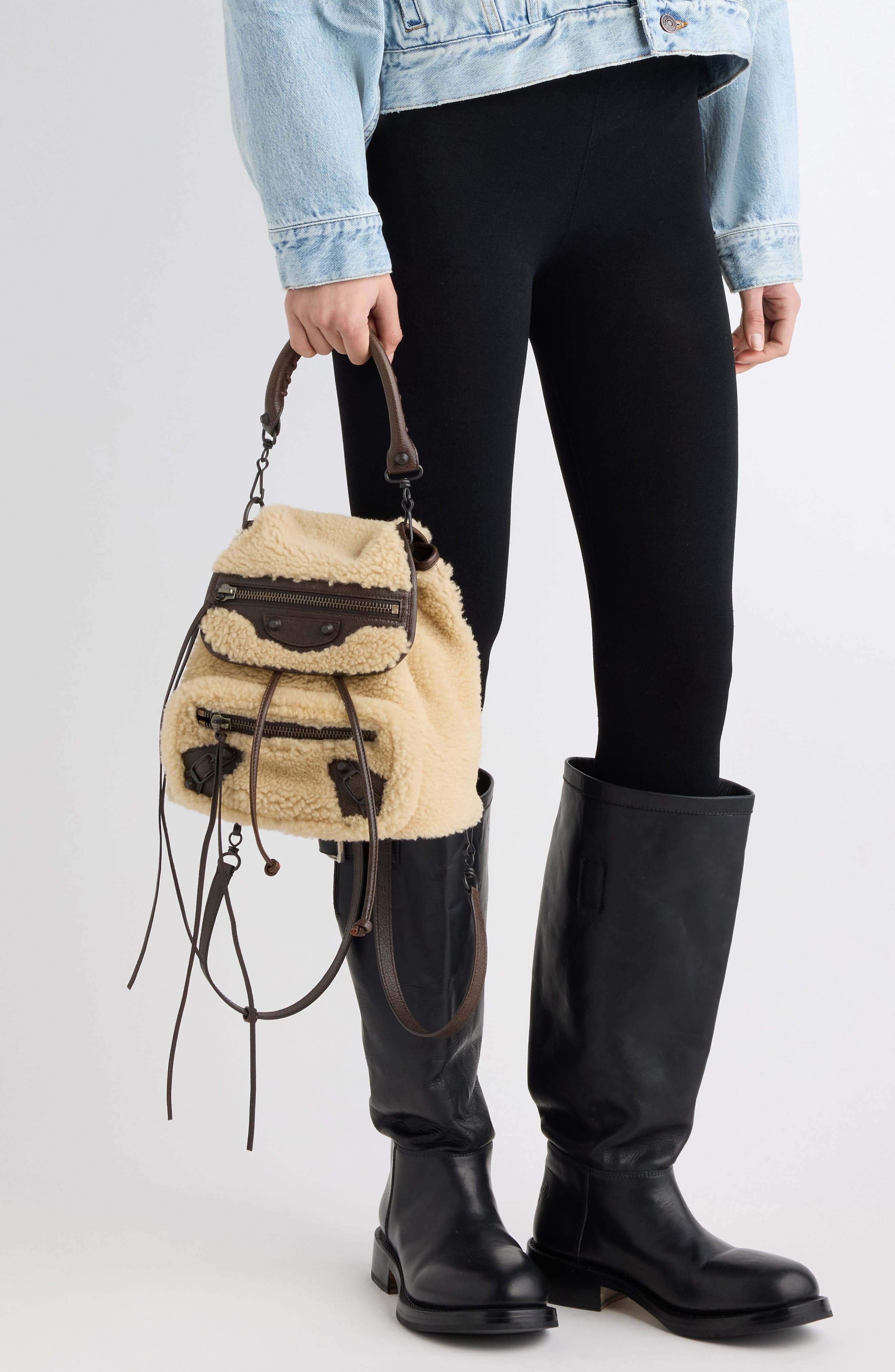 Le City Genuine Shearling Backpack, Alternate, color, 9226 IVORY