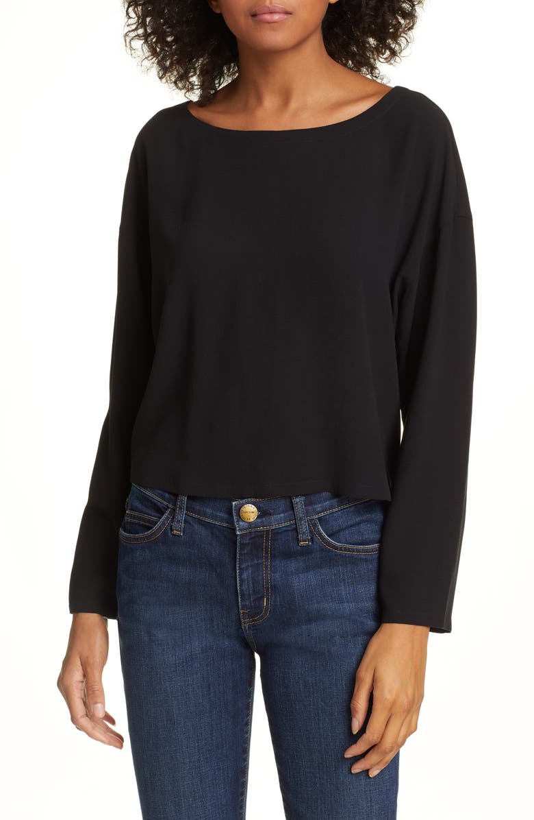 Eileen Fisher Ballet Neck Silk Top, Main, color,