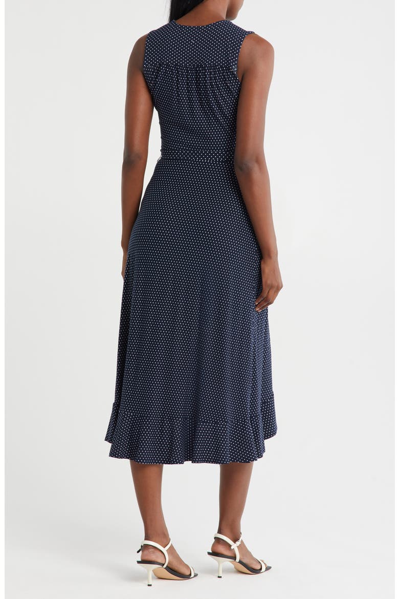Sleeveless Wrap Midi Dress, Alternate, color, NAVY/ WHITE