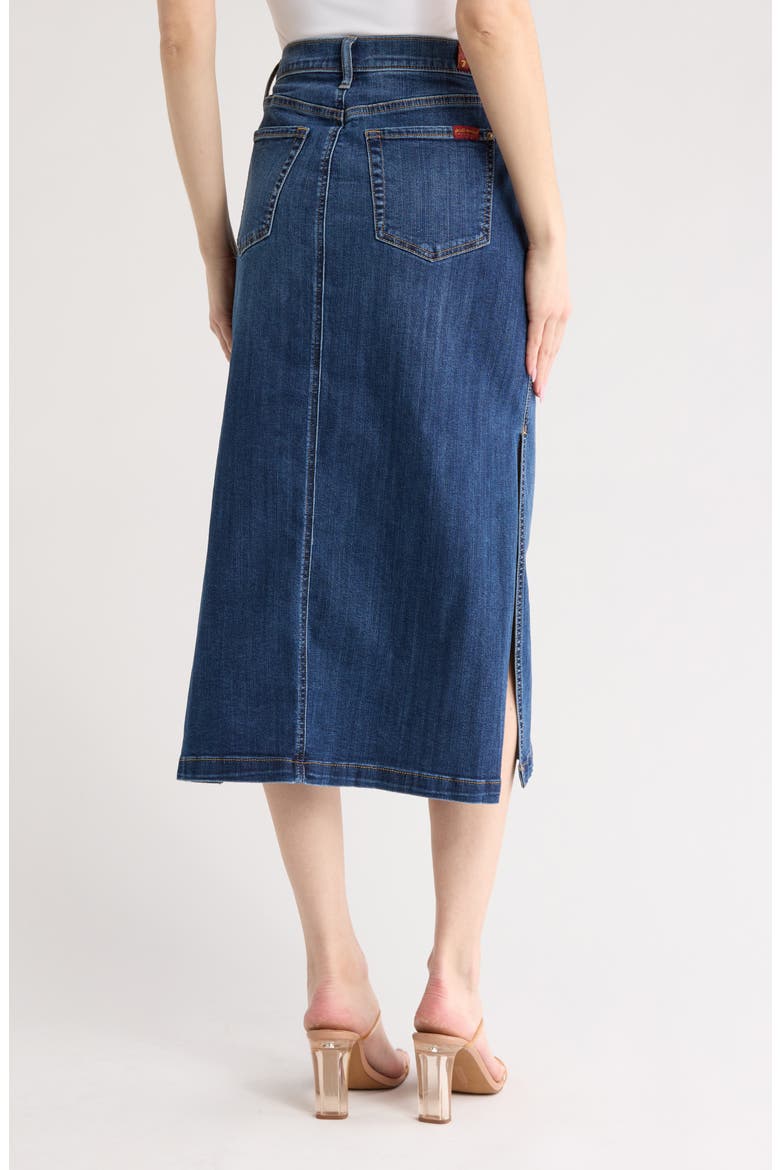 Side Slit Denim Midi Skirt, Alternate, color, LAPIS