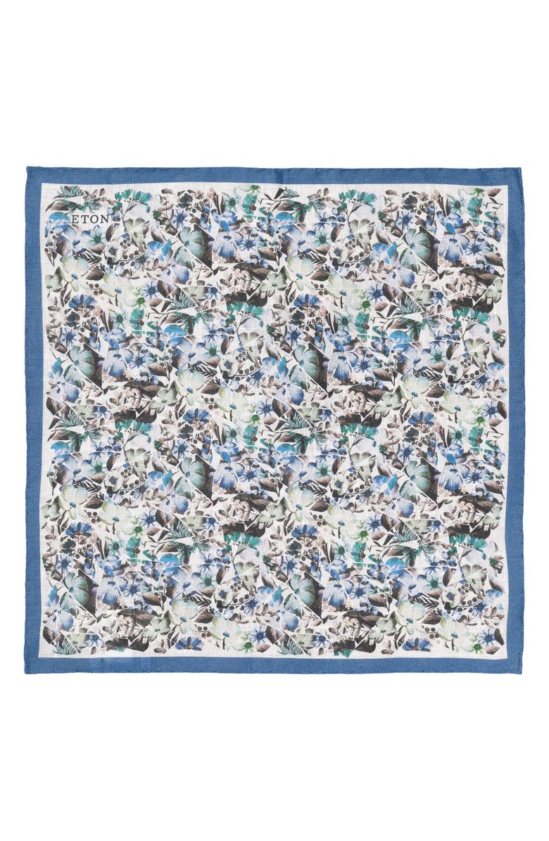 Eton Floral Linen Pocket Square, Alternate, color,