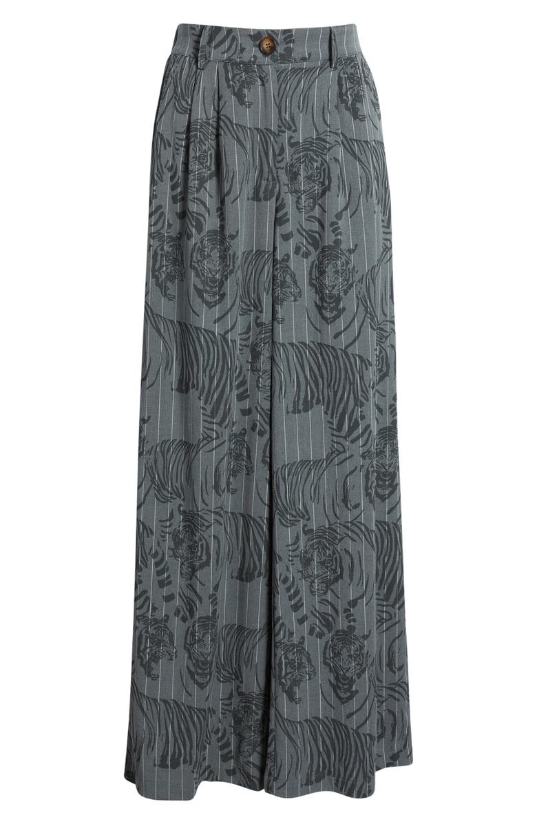 Dressed in Lala Big Cat Pinstripe Wide Leg Pants, Main, color, Blue Tiger Pinstripe