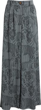 Dressed in Lala Big Cat Pinstripe Wide Leg Pants