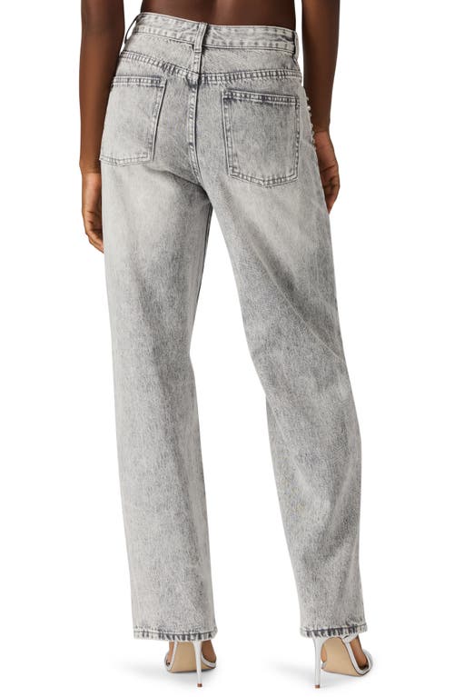 Steve Madden Eras Crystal Embellished Straight Leg Jeans In Gray