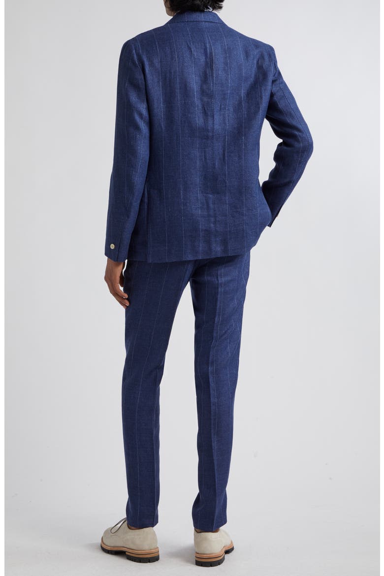 Pinstripe Linen Blend Suit, Alternate, color, BLUE