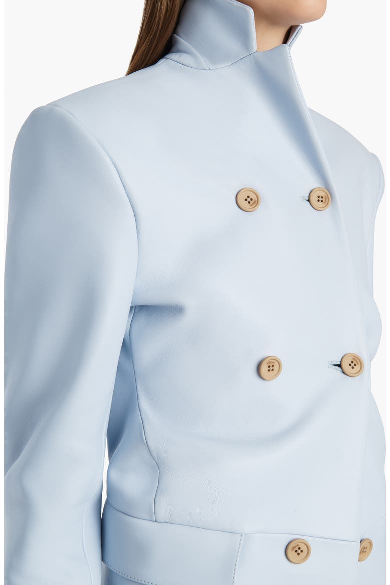 Rolo Double Breasted Lambskin Leather Jacket, Alternate, color, SKY BLUE