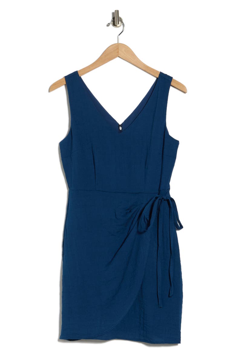 Sleeveless Faux Wrap Minidress, Alternate, color, CHAMBRAY