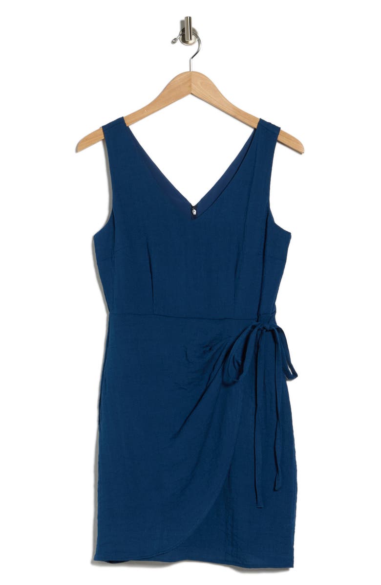 Sam Edelman Sleeveless Faux Wrap Minidress, Main, color, Chambray