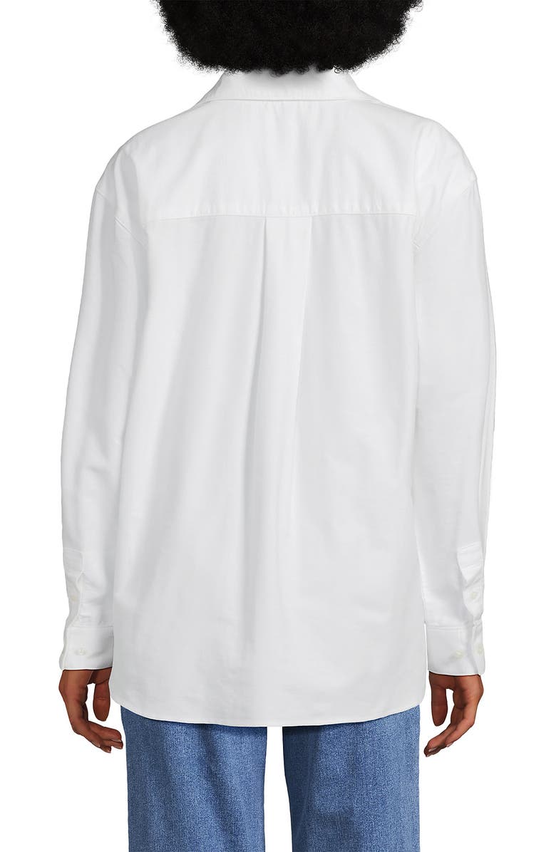 Lands' End Oversized Oxford Button Front Shirt, Alternate, color, White