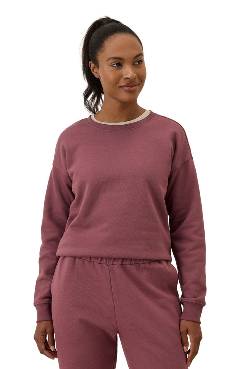 Pact Organic Brushed Fleece Crew Sweatshirt, Main, color, Mauve