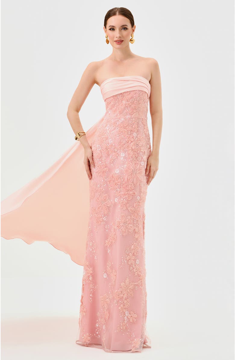 Bariano Prim Embellished Sash Gown, Alternate, color, 