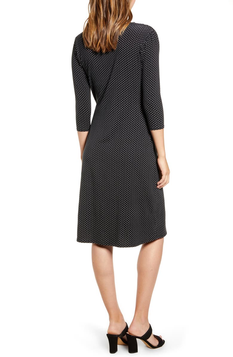 Loveappella Dot Print Wrap Midi Dress, Alternate, color,