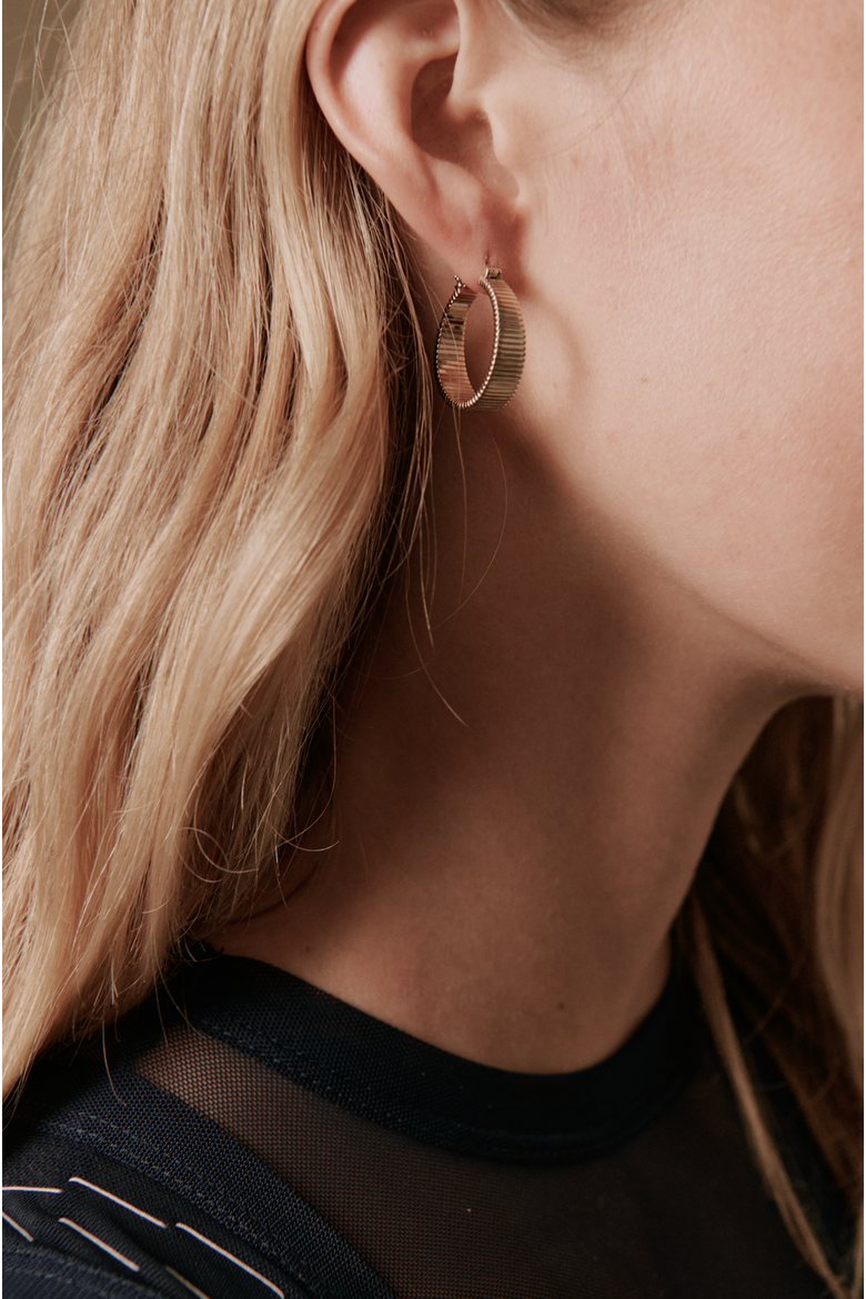 Willa Fluted Hoop Earrings, Alternate, color, Recycled Gold Vermeil