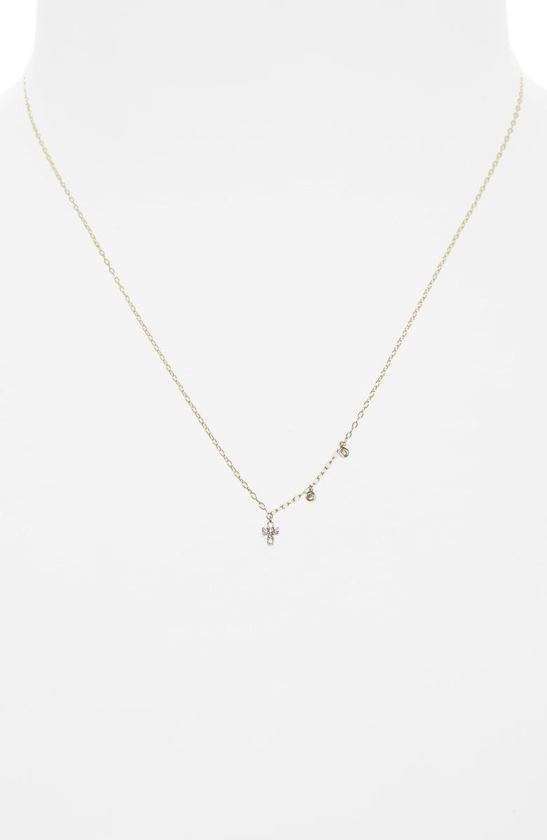 Meira T Diamond Cross Pendant Necklace, Alternate, color, Yellow Gold