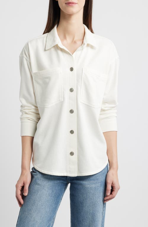Beachlunchlounge Tabitha Cotton Blend Terry Button-up Shirt In White