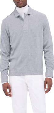 Bugatchi Long Sleeve Cotton Blend Polo