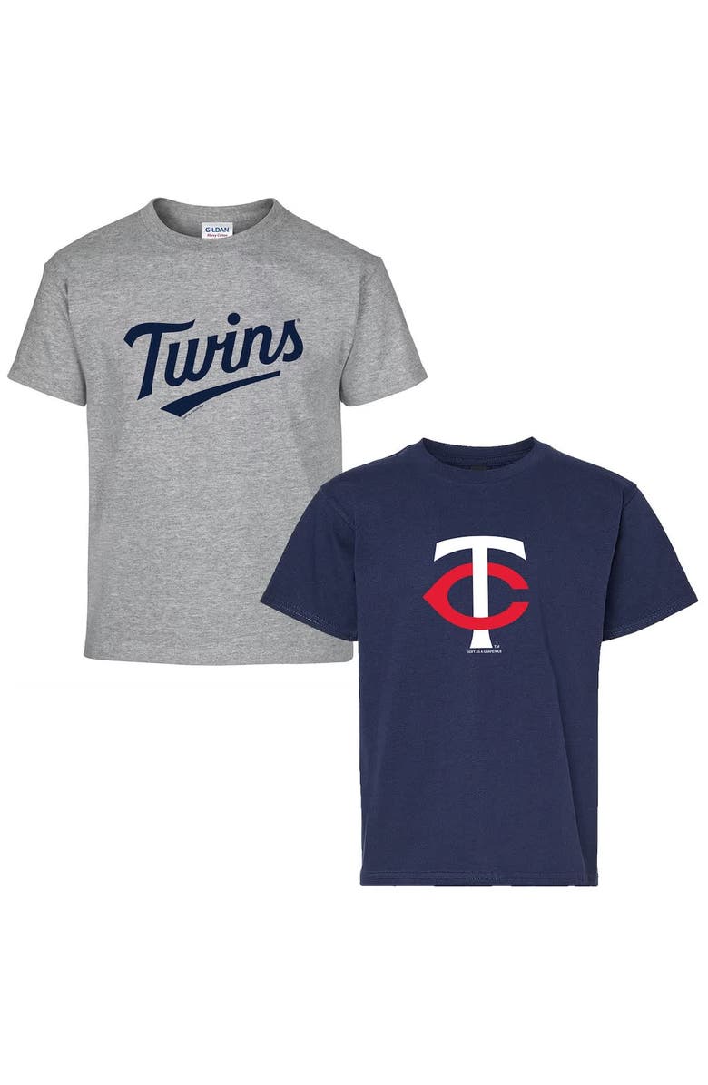 SOFT AS A GRAPE Youth Soft as a Grape  Navy/Gray Minnesota Twins Two-Pack T-Shirt Set, Alternate, color, 