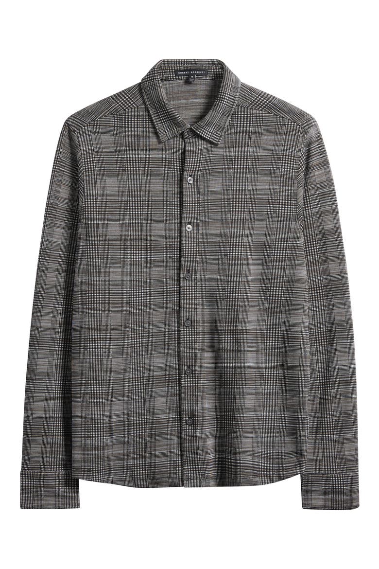 Dario Glen Plaid Knit Button-Up Shirt, Alternate, color, DARK GREY