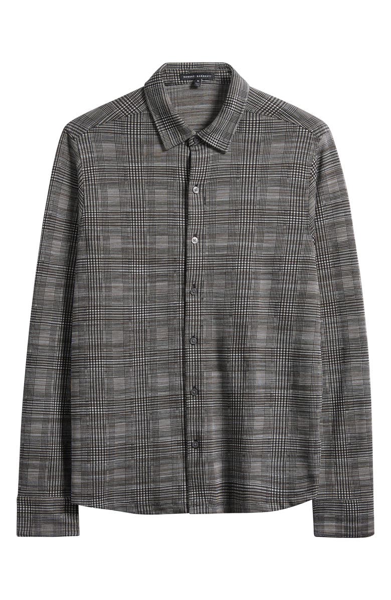 Robert Barakett Dario Glen Plaid Knit Button-Up Shirt, Alternate, color, Dark Grey