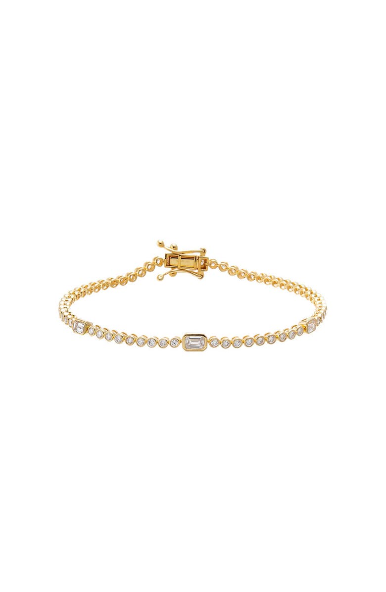 BY ADINA EDEN Lab Grown Diamond Bezel Multi Emerald Accent Tennis Bracelet, Main, color, Gold