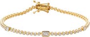 BY ADINA EDEN Lab Grown Diamond Bezel Multi Emerald Accent Tennis Bracelet