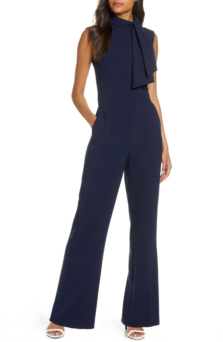 Harper Rose Scarf Neck Crepe Jumpsuit, Main, color, 