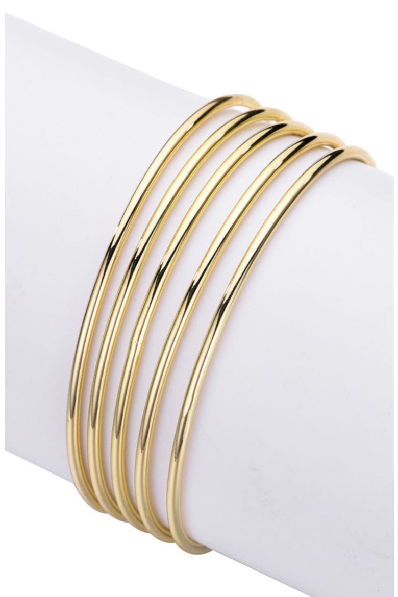 Set of 5 Bangle Bracelets, Main, color, GOLD