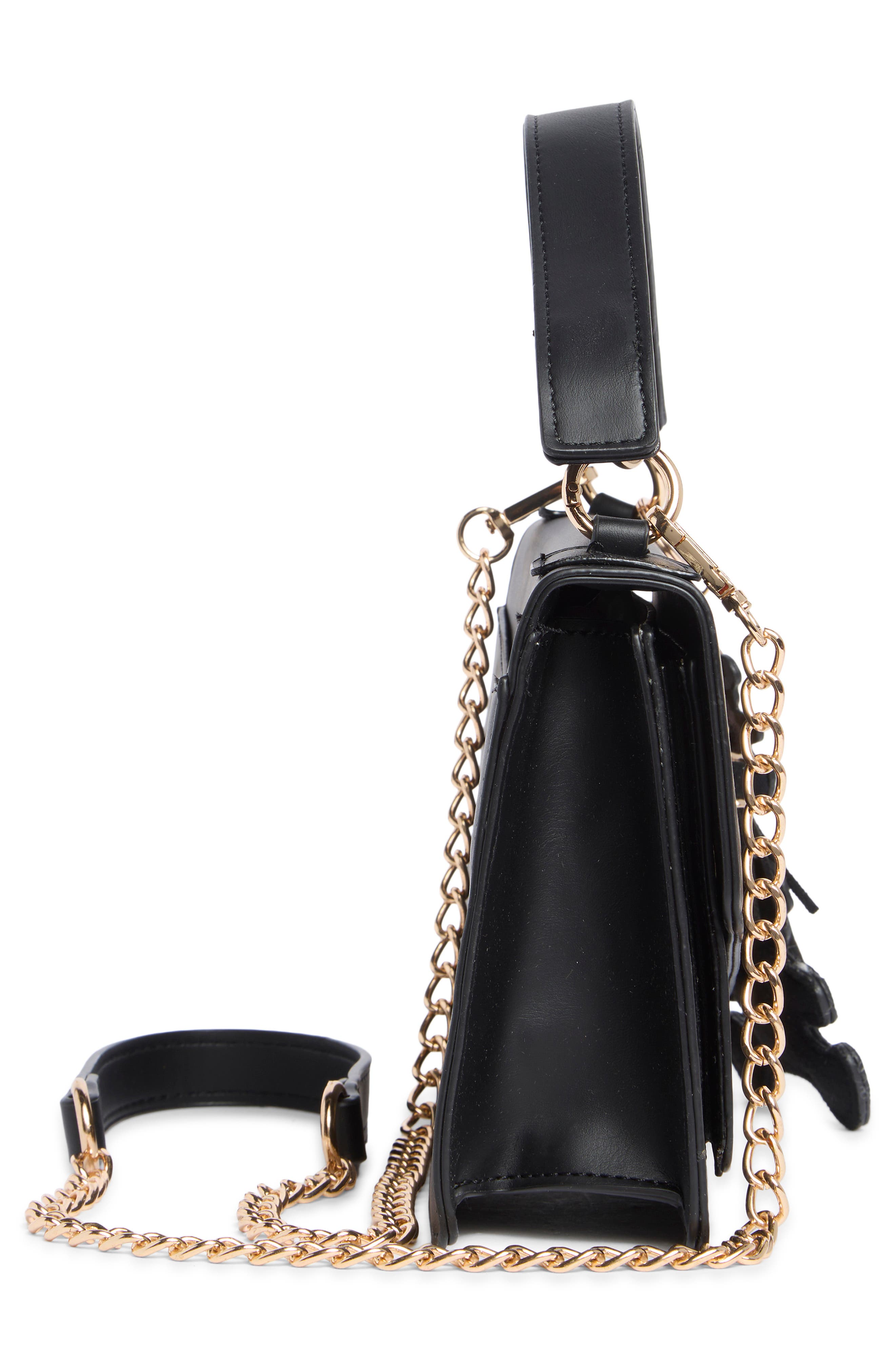 Top Handle Faux Leather Crossbody Bag, Alternate, color, BLACK