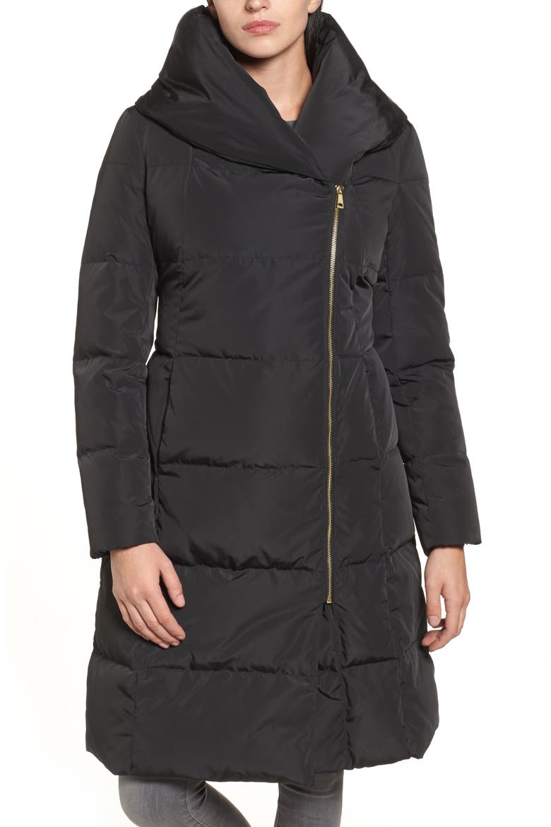 Down & Feather Coat, Main, color, BLACK