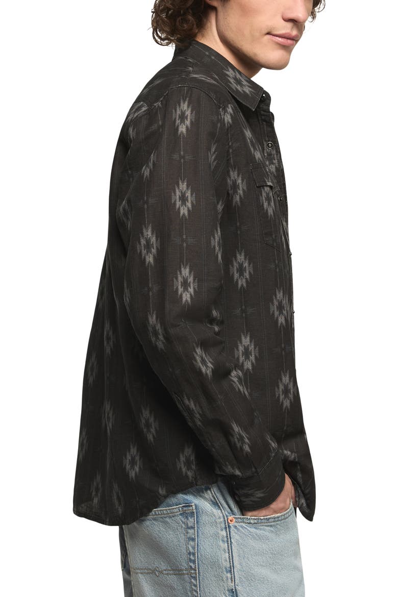 Geo Pattern Slub Cotton Snap-Up Western Shirt, Alternate, color, BLACK MULTI