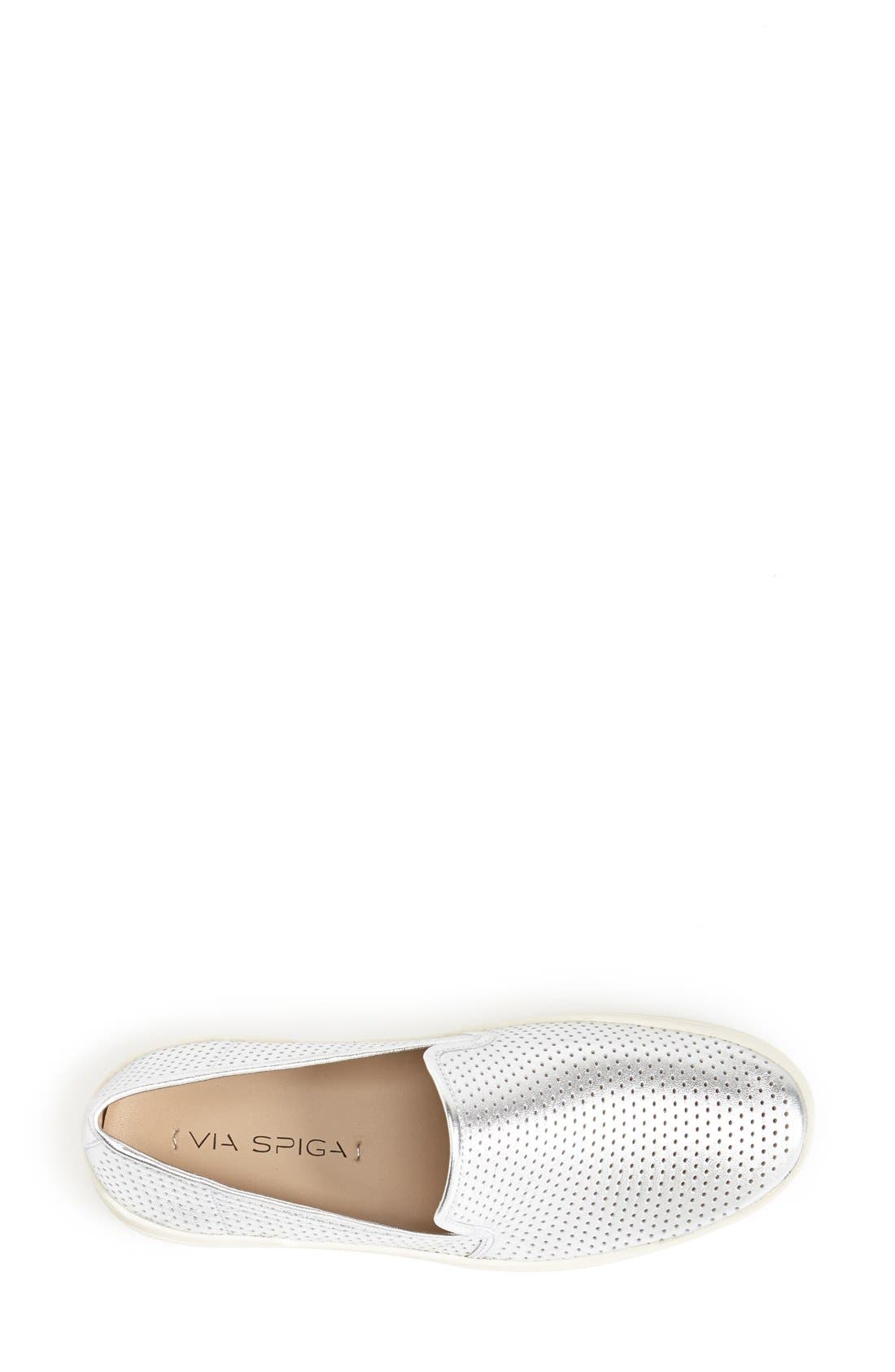 'Galea' Leather Slip-On Sneaker, Alternate, color, SILVER