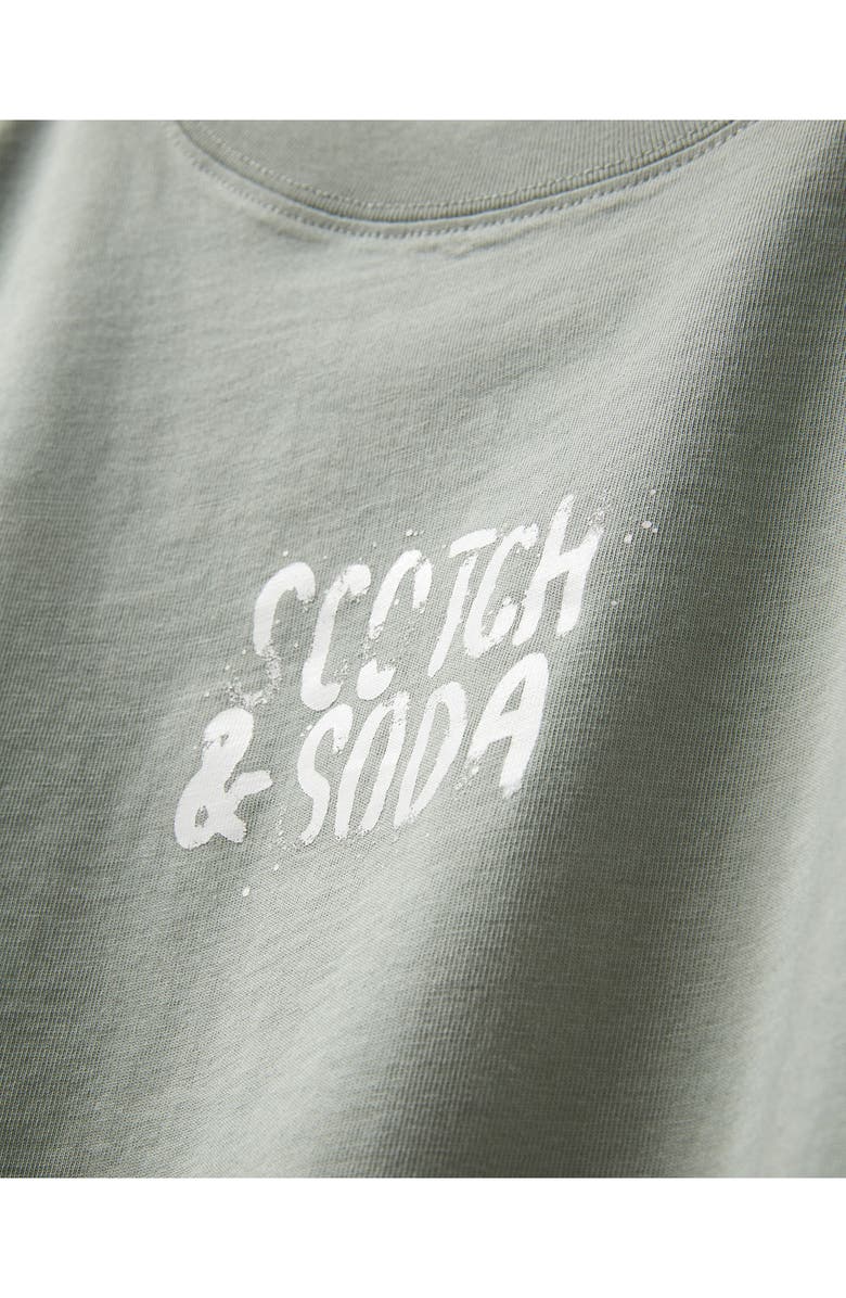 Scotch & Soda Dyed Boxy Crop Graphic T-Shirt, Alternate, color, Iceberg Green