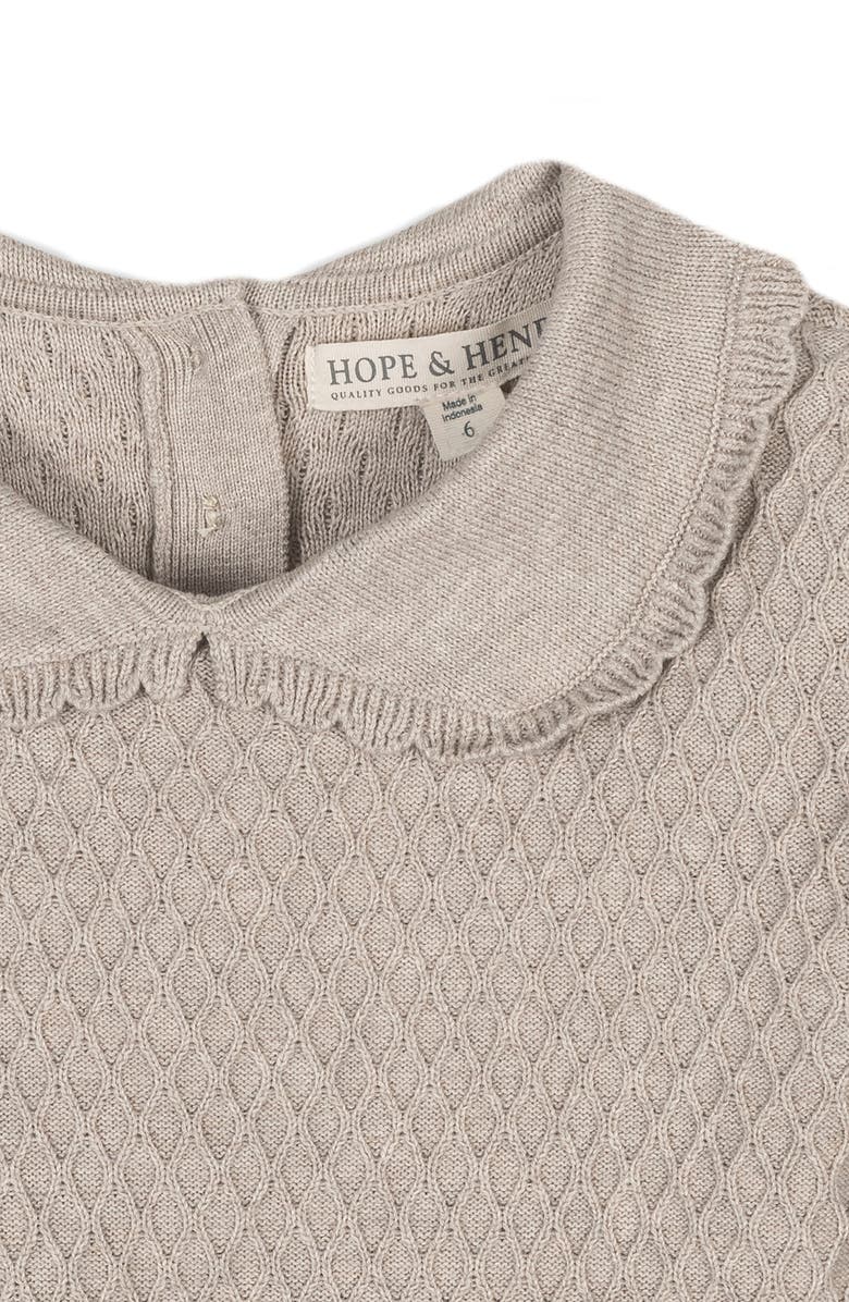 Hope & Henry Kids' Organic Peter Pan Collar Scallop Trim Sweater Dress, Alternate, color, Light Taupe Heather