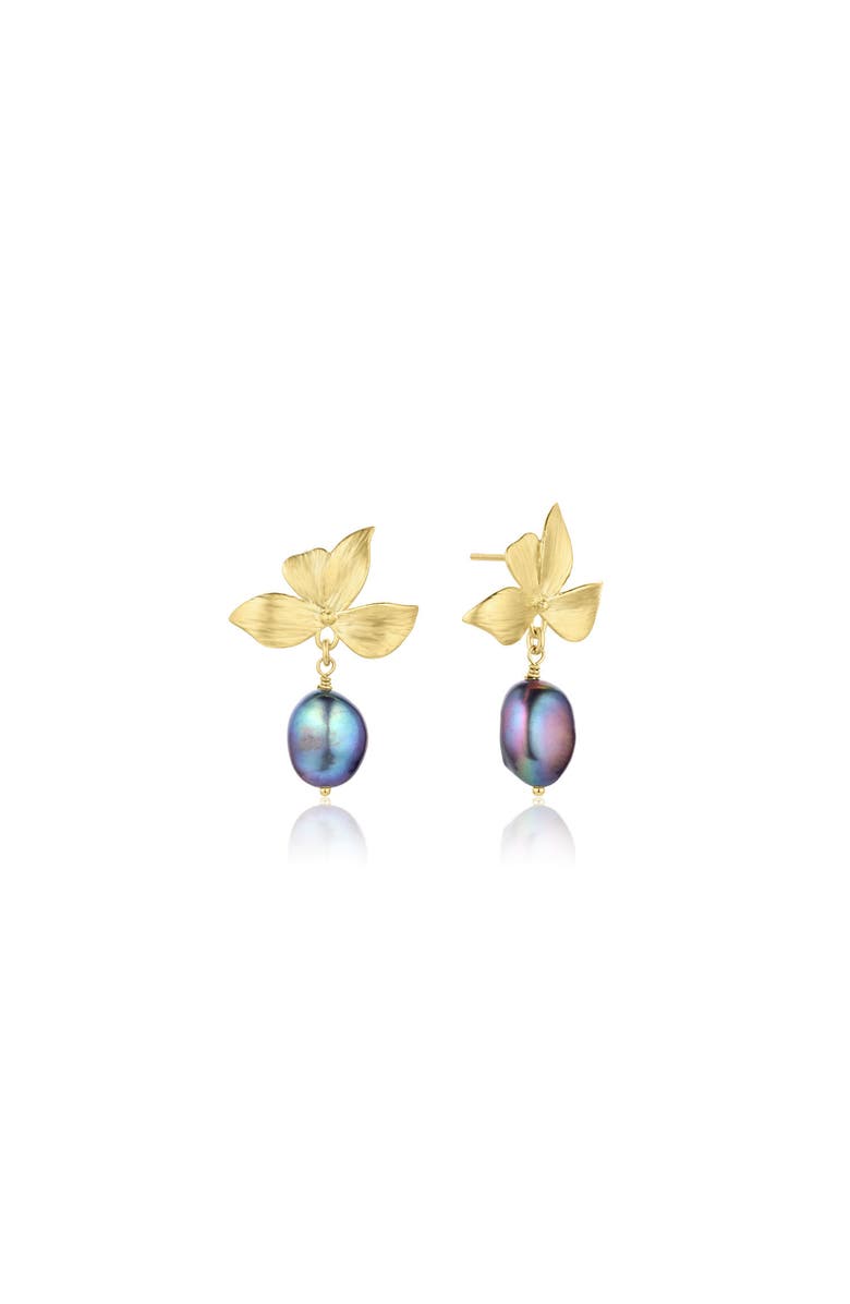 Set & Stones Maeve Pearl Drop Earrings, Main, color, Gold /  Peacock