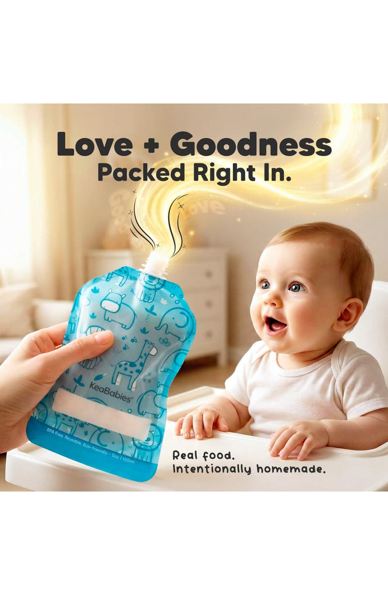 KeaBabies 12-Pack Prep Reusable Food Pouches, Alternate, color, Little Zoo