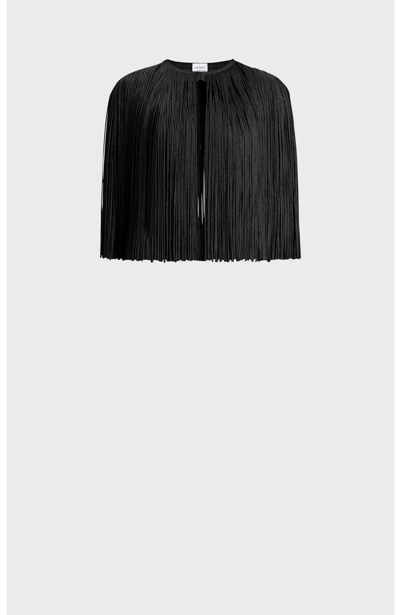 Herve Leger Icon Fringe Cape, Alternate, color, Black