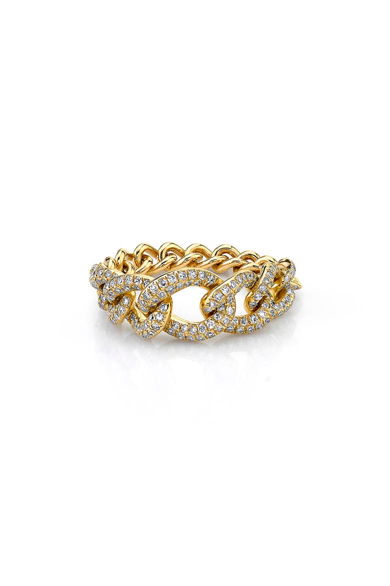 Pavé Diamond Link Ring, Main, color, YELLOW GOLD