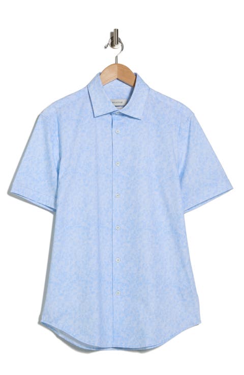 Print Short Sleeve Button-Up Shirt
