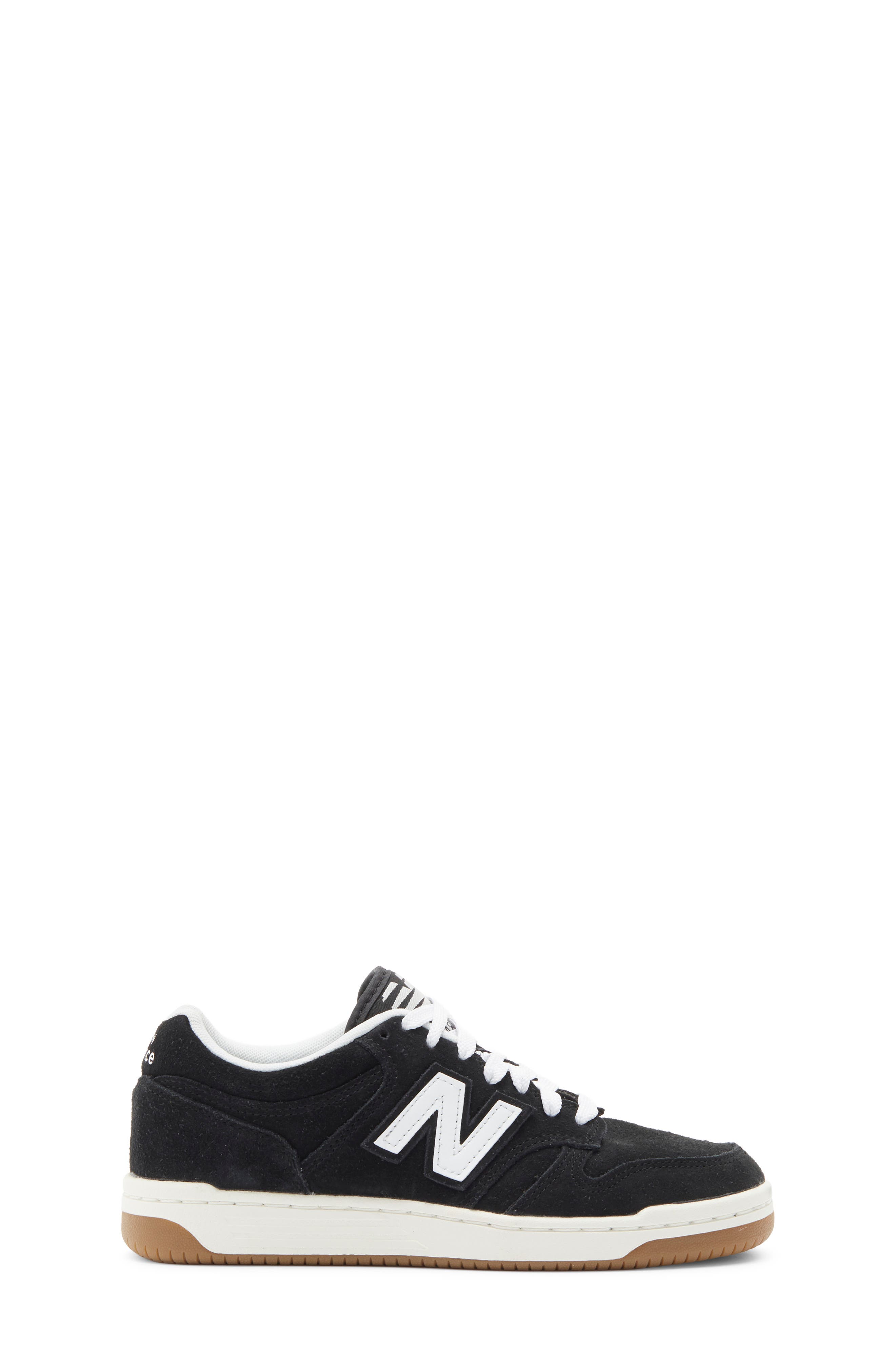Kids' 480 Leather Sneaker, Alternate, color, BLACK/ WHITE