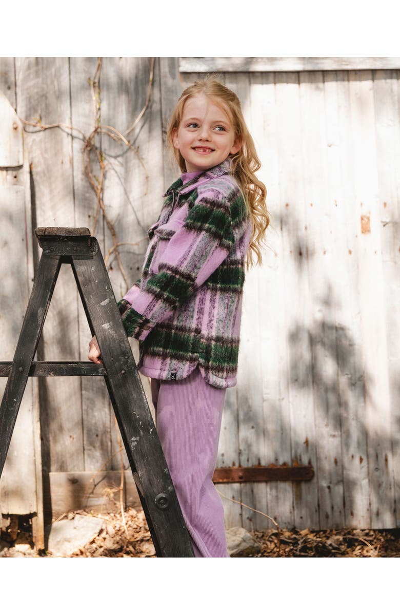 Deux par Deux Zipped Plaid Overshirt, Main, color, Mauve And Green