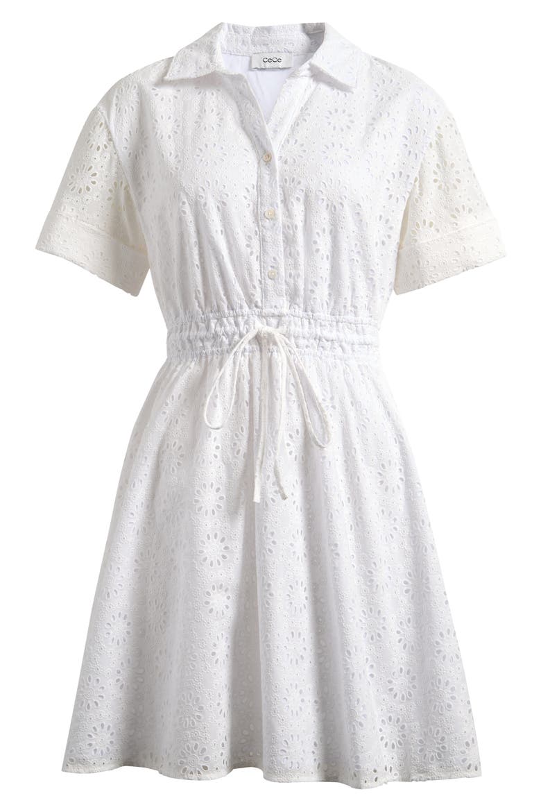 Eyelet Cotton Minidress, Alternate, color, ULTRA WHITE