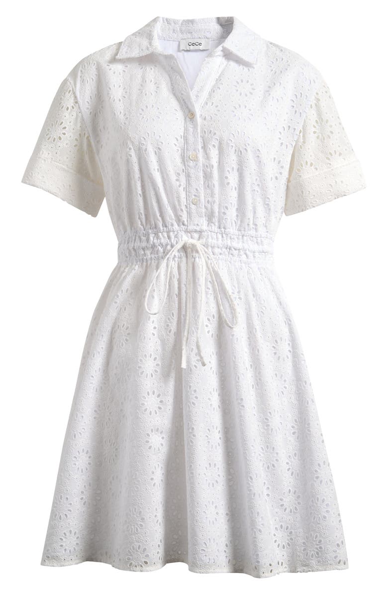 CeCe Eyelet Cotton Minidress, Alternate, color, Ultra White