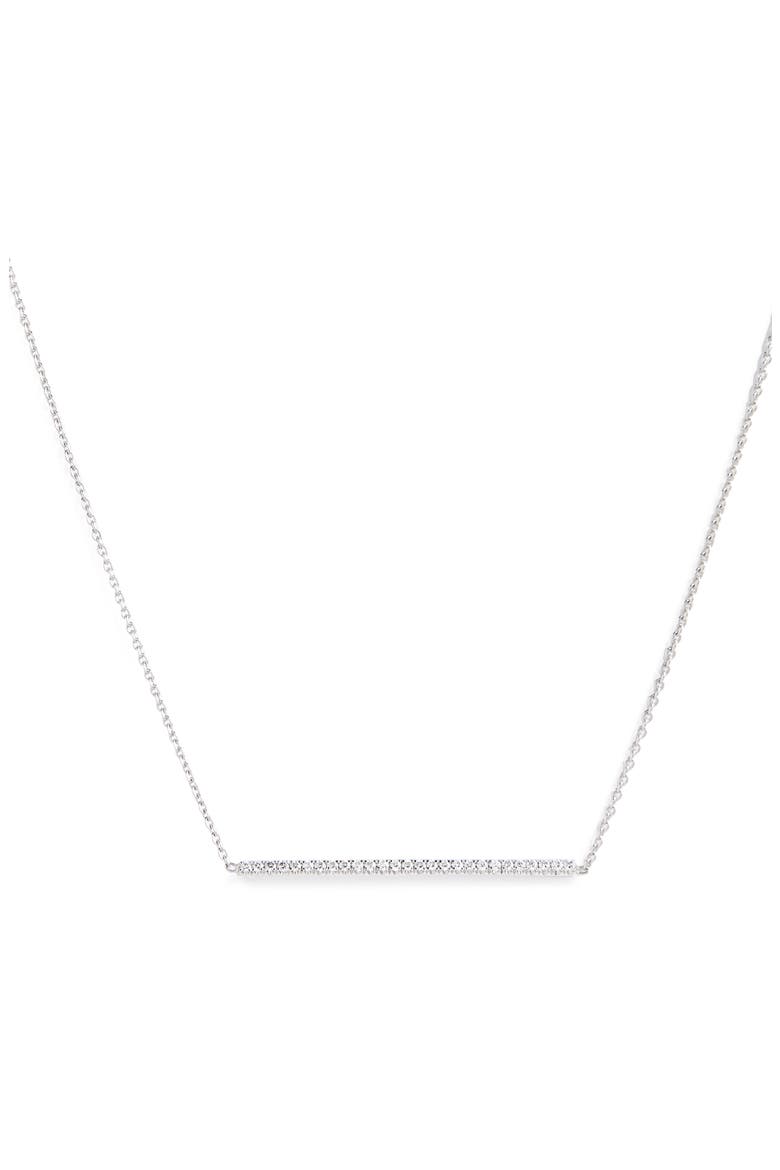 Tiny Treasures Diamond Bar Necklace, Main, color, WHITE GOLD