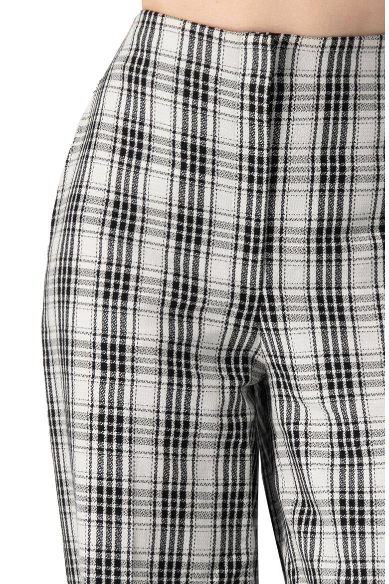 Tailored Straight-Leg Pants in Black and White Plaid, Alternate, color, Black