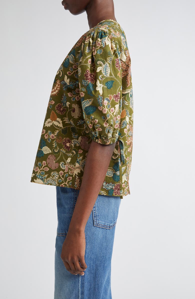 Ulla Johnson Coralie Embroidered Puff Sleeve Top, Alternate, color, Lichen