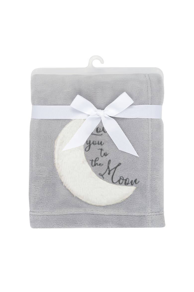 Goodnight Moon Appliqued and Embroidered Fleece Baby Blanket, Alternate, color, Gray