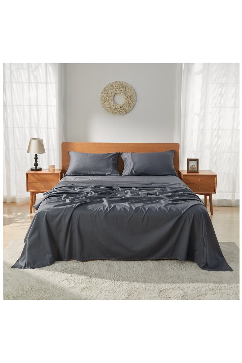 400 Thread LuxeSoft Organic Cotton Sateen Sheet Set, Alternate, color, STORM