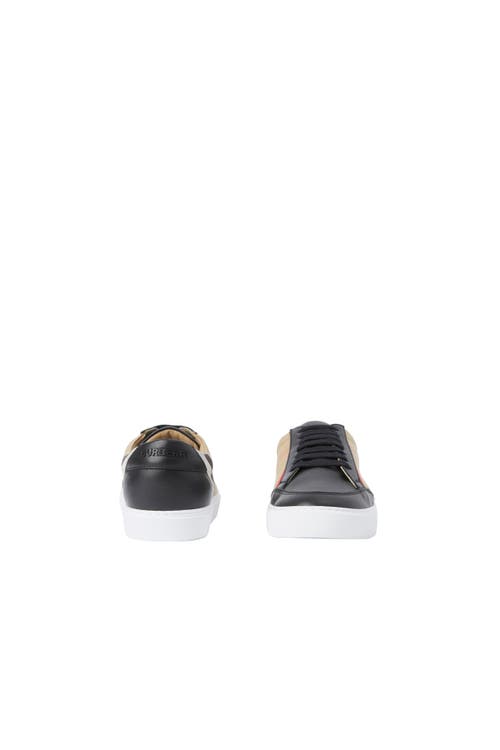 Burberry Check Leather Sneakers In Neutral