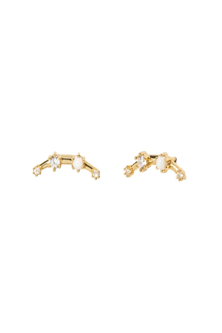 Elara Crawler Earrings, Main, color, Gold / White