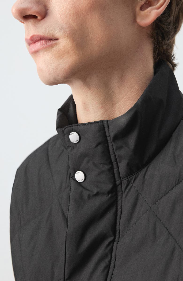 MANGO Quilted Water Repellent Vest, Alternate, color, Black
